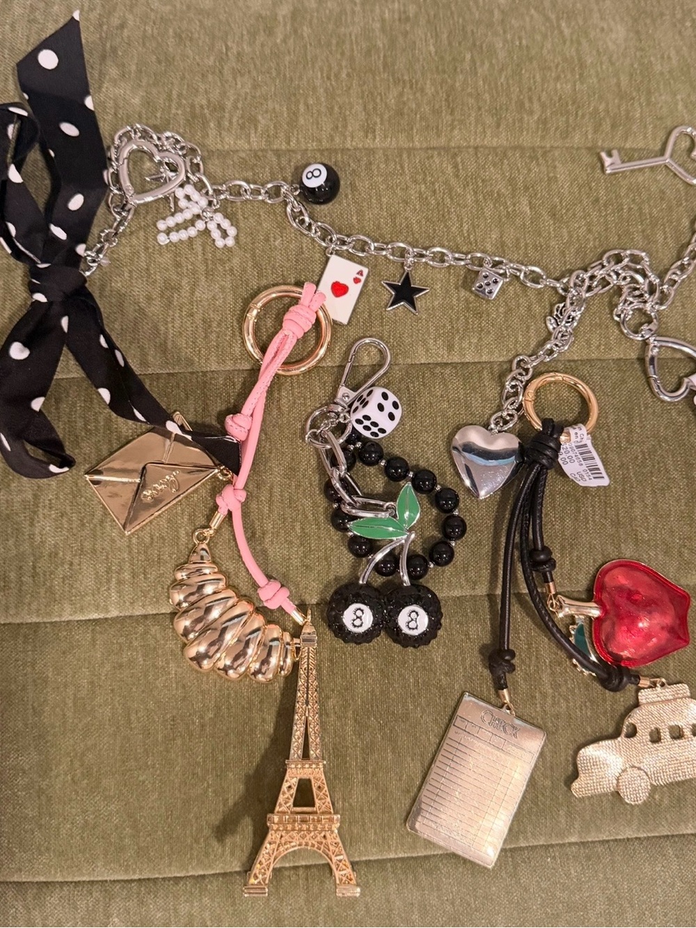 Urban Outfitters Pink, Black, Red Charm Keychain Set 4 bag charms